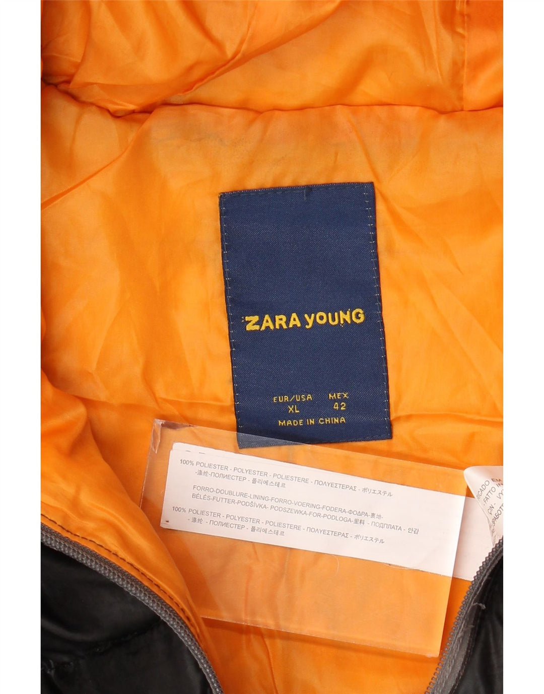 Zara Boys Hooded Padded Jacket 13-14 Years XL Black Polyester