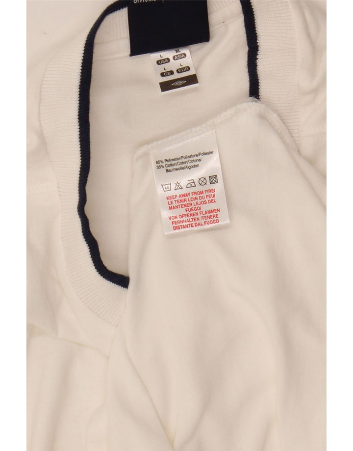 Umbro Mens T-Shirt Top Large White Polyester