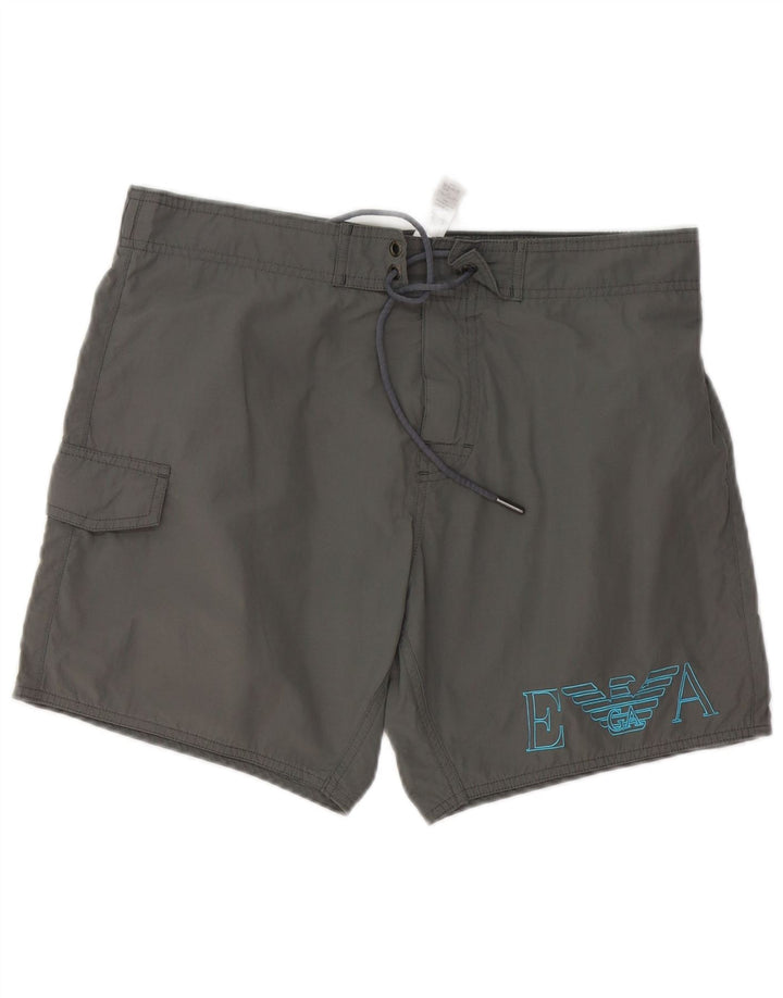 Emporio Armani Mens Graphic Swimming Shorts Large Grey Polyester