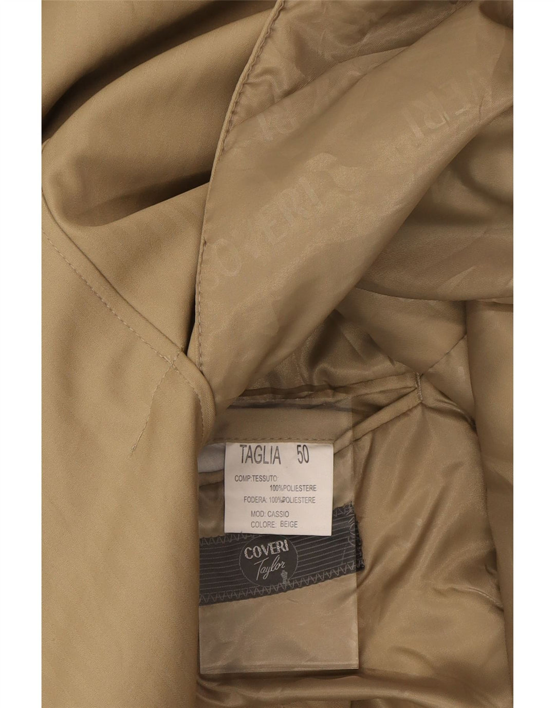 COVERI Mens Overcoat IT 50 Large Beige Polyester Vintage Coveri and Second-Hand Coveri from Messina Hembry 