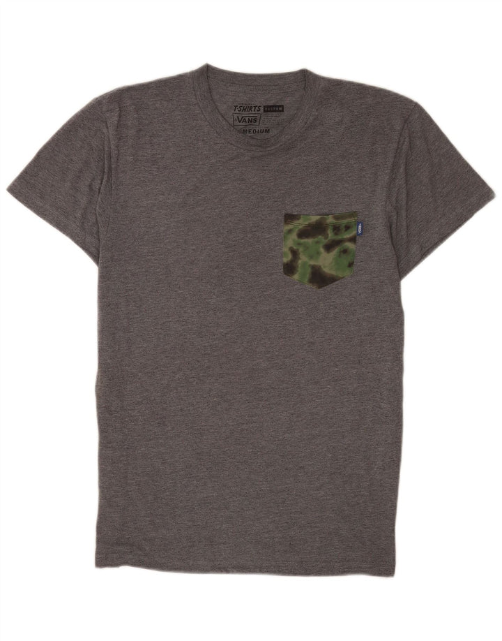 Vans Mens Custom Fit T-Shirt Top Medium Grey Flecked Cotton