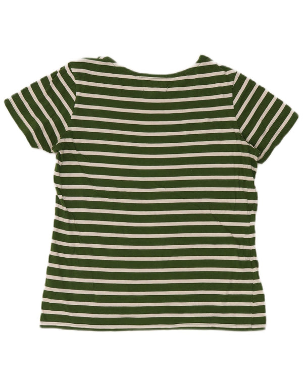 T-shirt a maniche corte da donna Seasalt Top UK 12 Cotone a righe verde medio