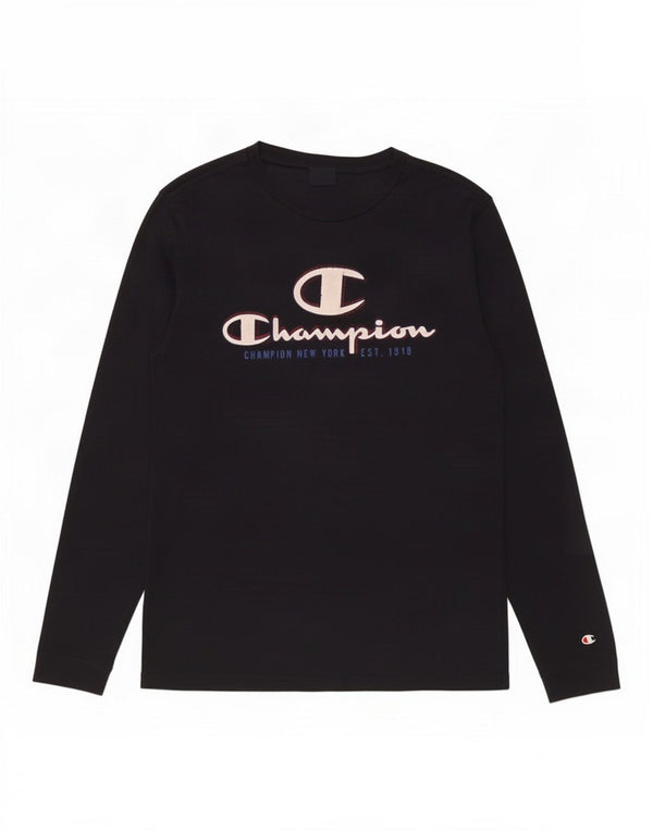 Champion Mens Graphic Top Long Sleeve Medium Navy Blue Cotton