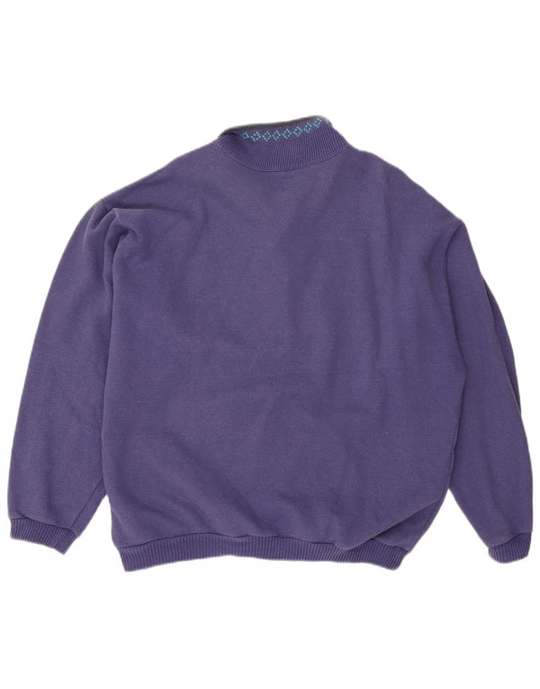 Meeting Mens Polo Neck Sweatshirt Jumper XL Purple Geometric Cotton