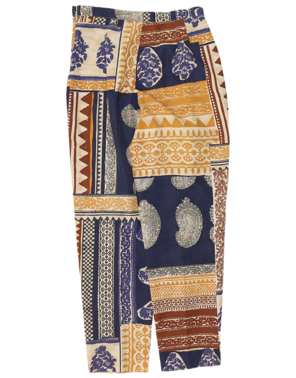 Pantaloni affusolati da donna vintage UK 14 Large W28 L30 Paisley multicolore