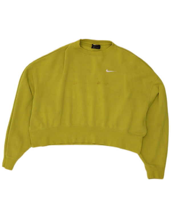 Nike Womens Crop Oversized Sweatshirt Jumper UK 10 Small Green Cotton