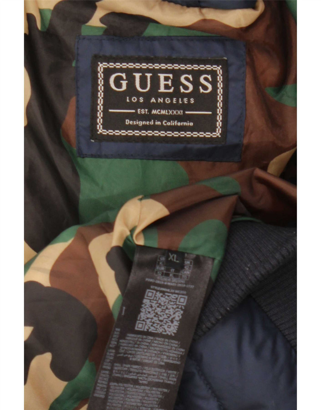 Giacca imbottita da uomo Guess UK 42 XL Poliestere color block blu navy