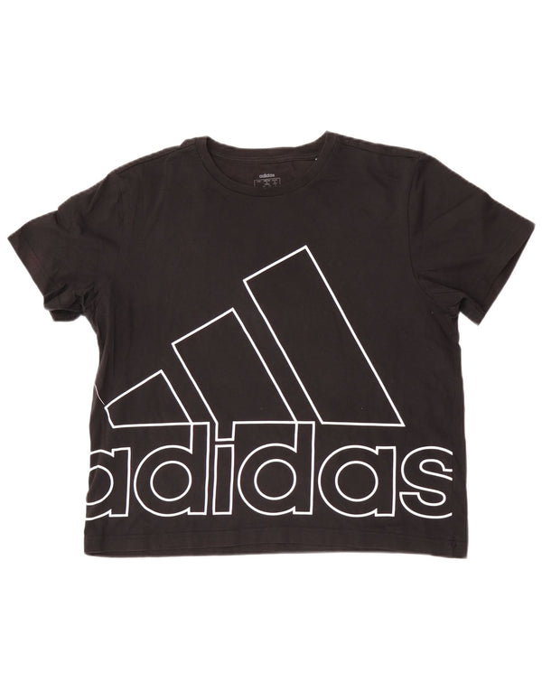 T-shirt grafica corta da donna Adidas UK 12/14 cotone nero medio
