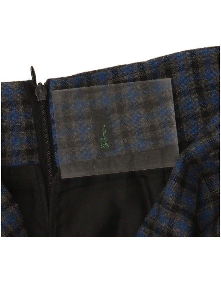 BENETTON Womens Pencil Skirt W28 Medium Blue Check