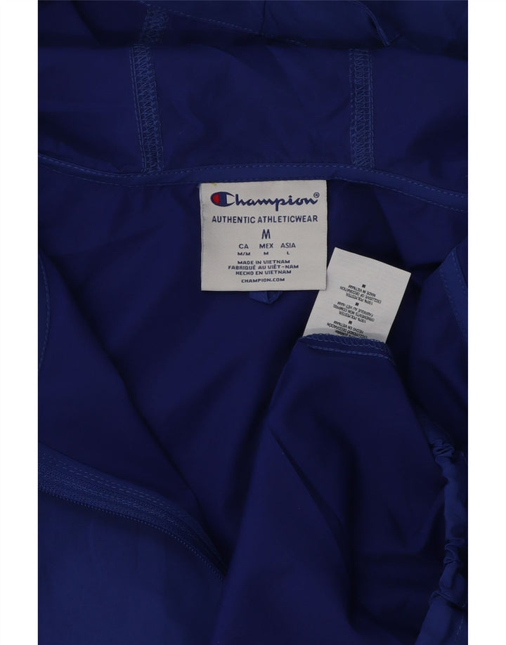 Champion Mens Graphic Hooded Rain Jacket UK 38 Medium Blue Polyester