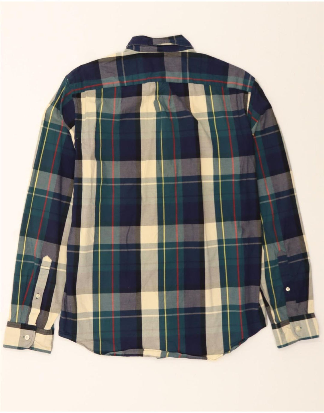 J. CREW Mens Tailored Shirt Medium Navy Blue Check Cotton Vintage J. Crew and Second-Hand J. Crew from Messina Hembry 