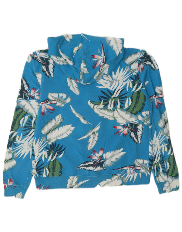 Converse Womens Zip Hoodie Sweater UK 14 Medium Blue Floral Hawaiian