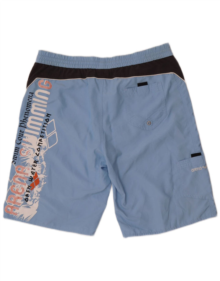 Arena Mens Graphic Swimming Shorts Large  Blue Colourblock Polyester