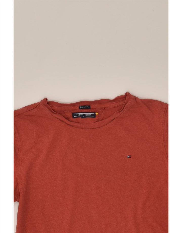 TOMMY HILFIGER Boys T-Shirt Top 11-12 Years Maroon Cotton | Vintage Tommy Hilfiger | Thrift | Second-Hand Tommy Hilfiger | Used Clothing | Messina Hembry 