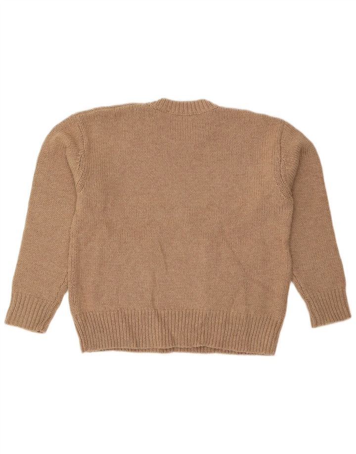 Zara Womens Oversized Crew Neck Jumper Sweater UK 10 Small Beige Polyester