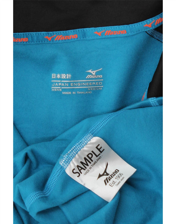 Mizuno Mens Zip Neck Pullover Tracksuit Top Medium Blue Colourblock