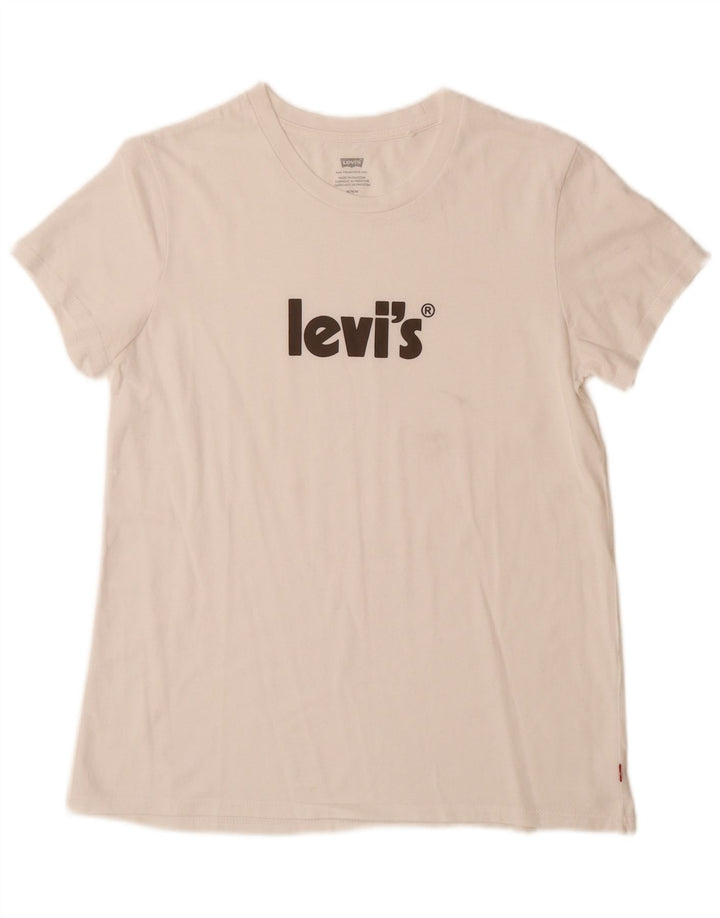 LEVI'S Womens Graphic T-Shirt Top UK 12 Medium White