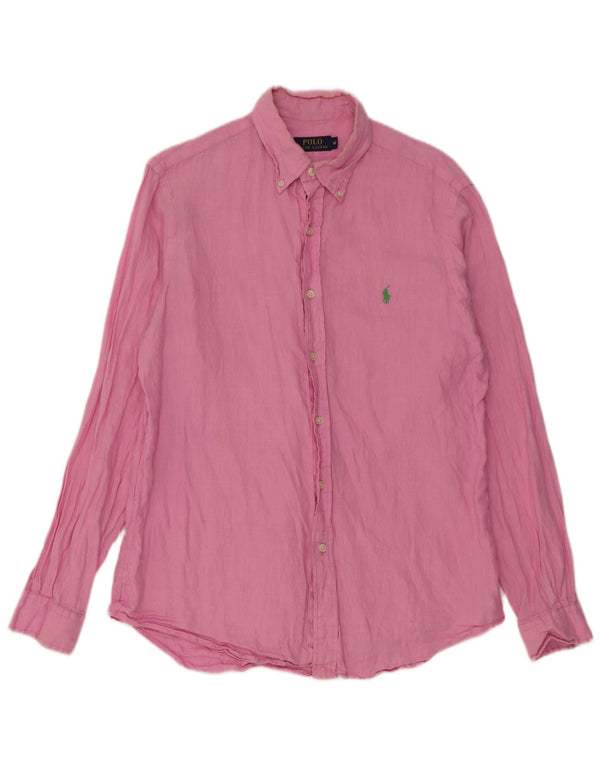 Camisa Polo Ralph Lauren Hombre Lino Rosa Medio