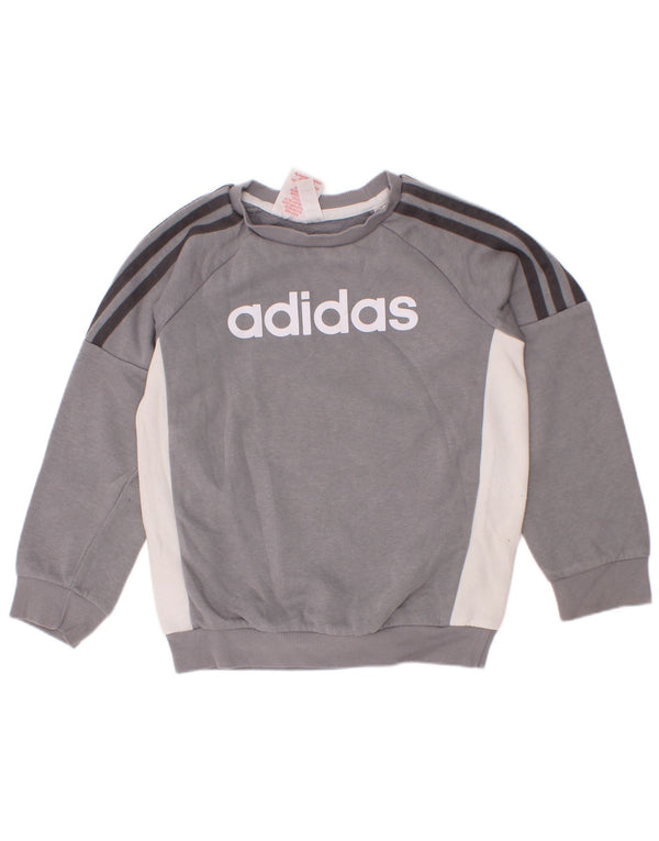 Adidas Boys Graphic Sweatshirt Jumper 6-7 år Grå Colourblock Bomuld