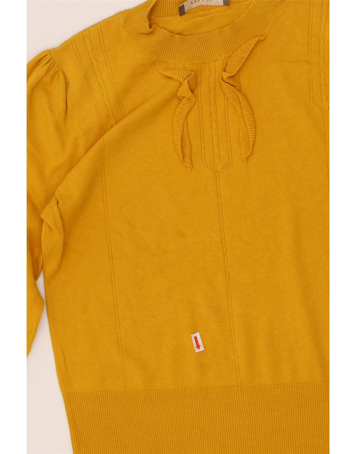 OASIS Womens Ruffle Front Crew Neck Jumper Sweater UK 8 Small Yellow Vintage Oasis and Second-Hand Oasis from Messina Hembry 