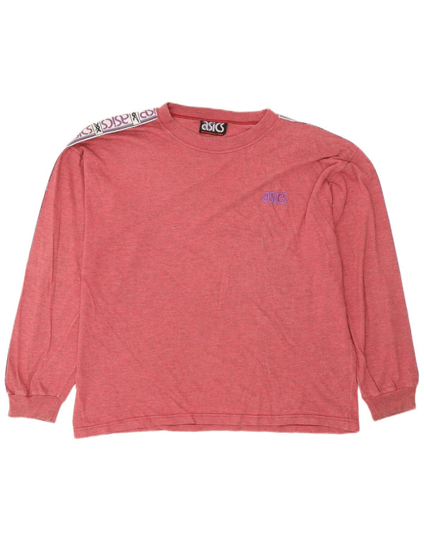 Asics Homme Graphic Top Manches Longues XL Rouge Colourblock Coton