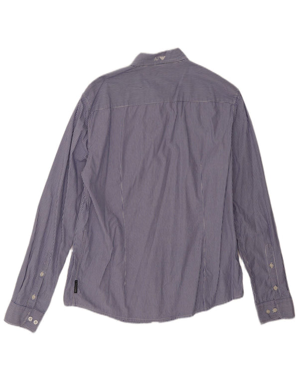 Armani Jeans Boys Fitted Shirt 15-16 Years 2XL Blue Pinstripe Cotton