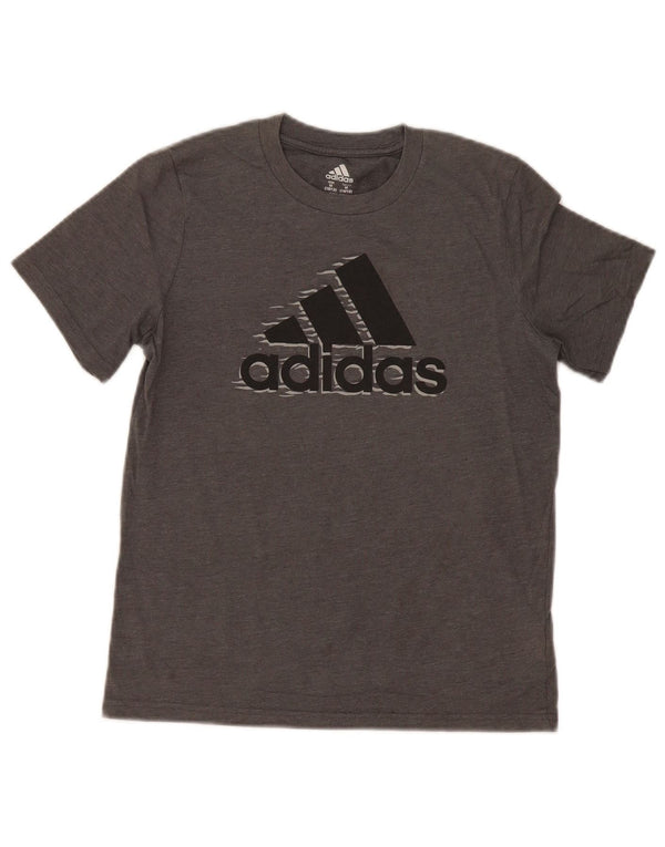 Adidas Boys Graphic T-Shirt Top 10-11 Years Medium Grey Cotton