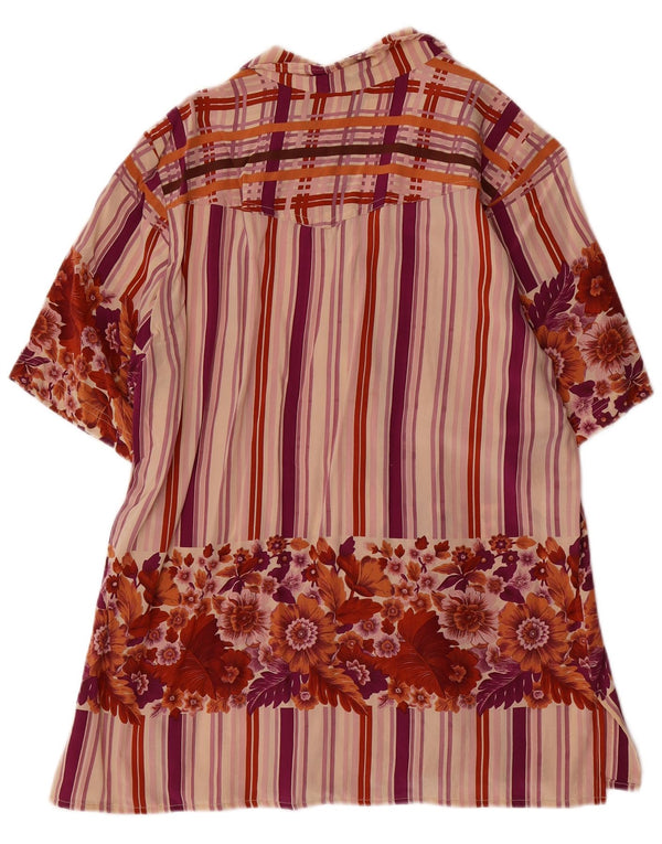 Vintage kortærmet skjorte til kvinder UK 18 XL flerfarvet blomster