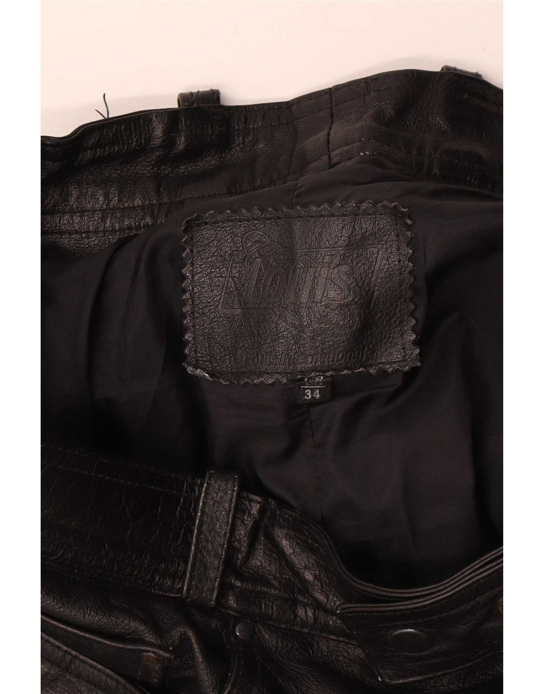 Louis Mens Straight Leather Trousers W34 L30 Black