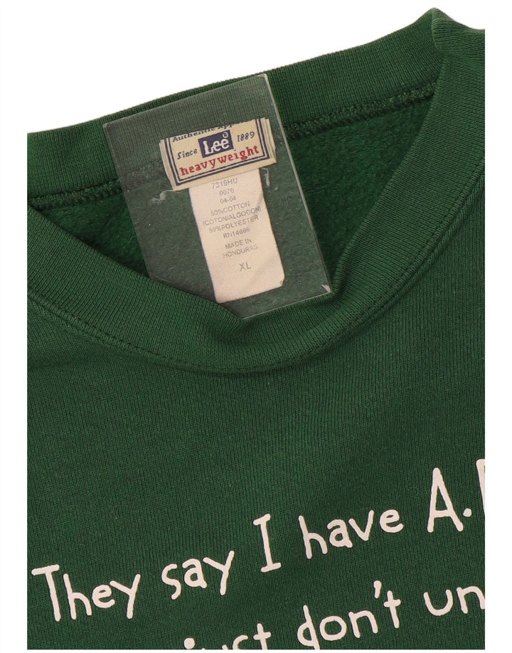 Lee Mens Graphic Sweatshirt Jumper XL Green Cotton