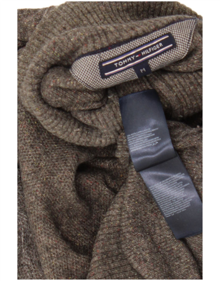 Tommy Hilfiger Herre Button Neck Jumper Sweater Medium Grå Uld