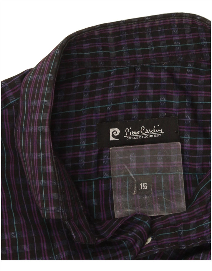 Pierre Cardin Mens Regular Fit Shirt Size 15 Medium Purple Check