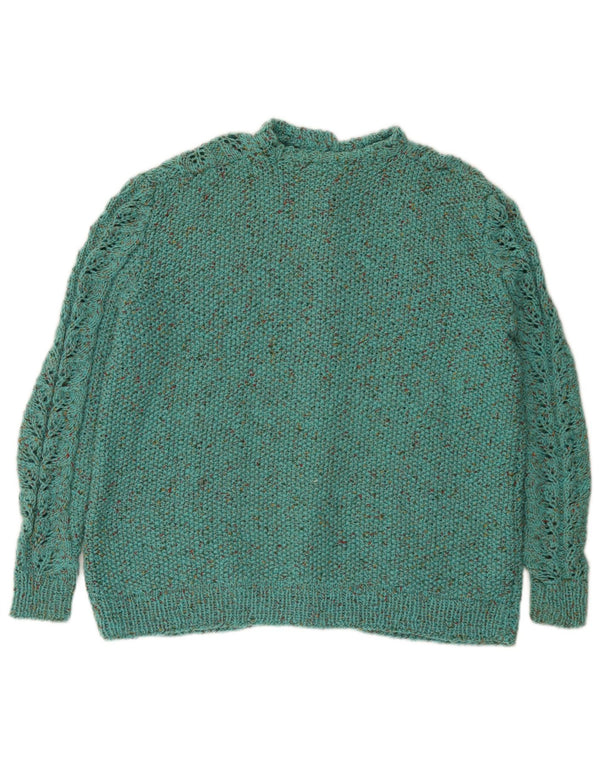 Vintage Damen Cardigan Pullover UK 16 Groß Türkis meliert