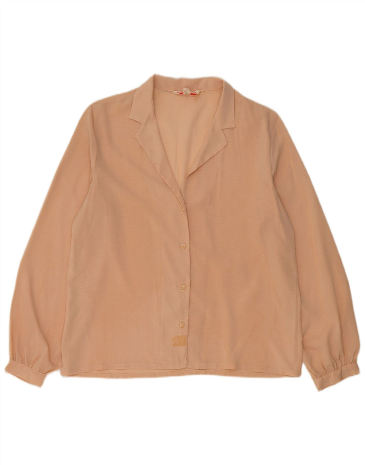 Vintage Womens Shirt Blouse UK 14 Medium Beige Spotted