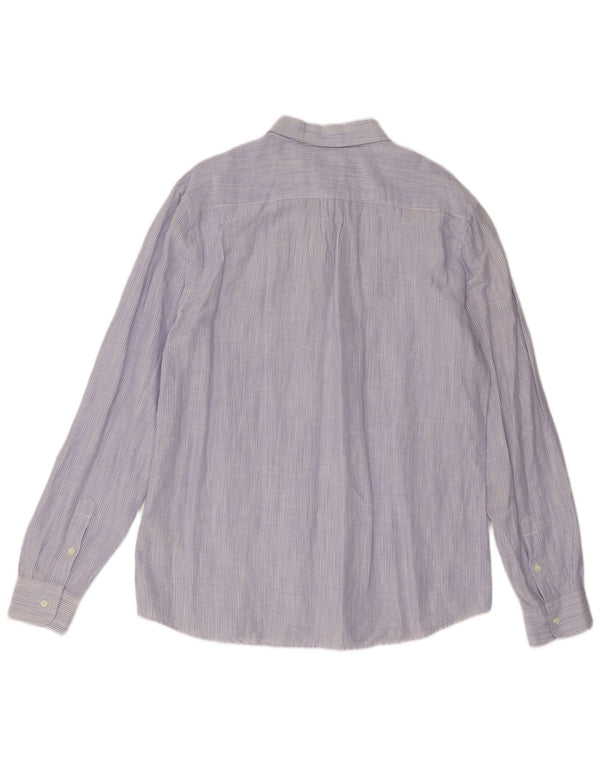 Wrangler Mens Shirt Large Blue Pinstripe Cotton