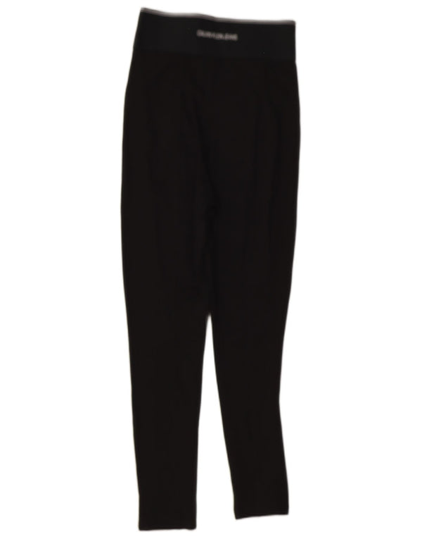Calvin Klein Damen Graphic Leggings UK 8 Small Schwarze Viskose