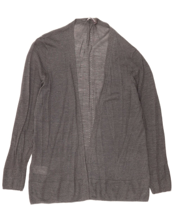 Laura Ashley Maglione cardigan aperto lungo da donna UK 16 Large Grey Ramie
