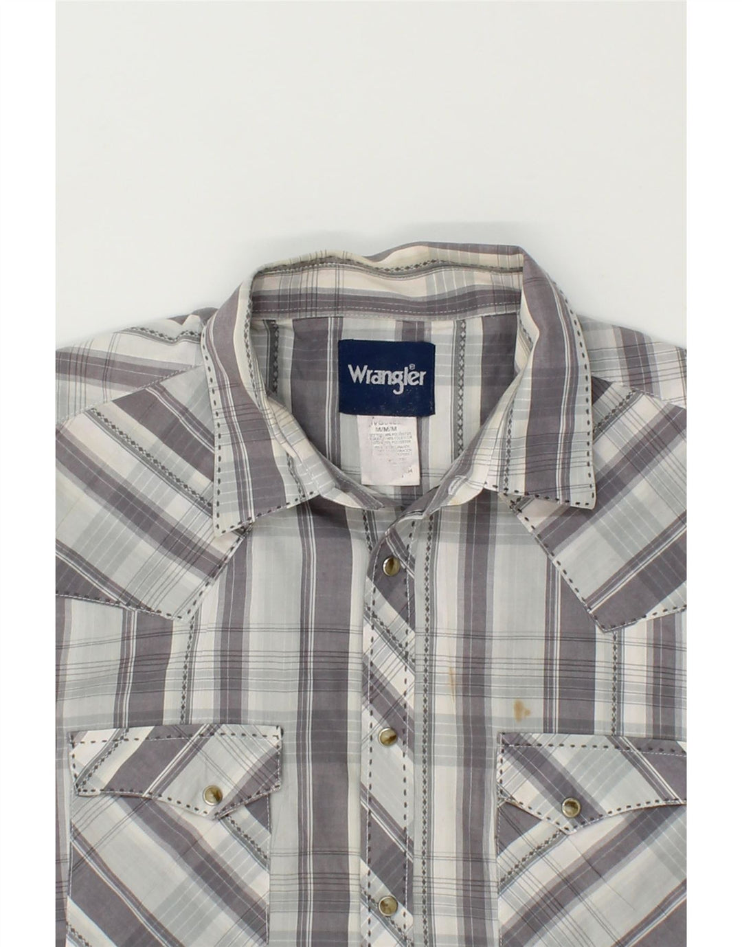 WRANGLER Mens Shirt Medium Grey Check Cotton Vintage Wrangler and Second-Hand Wrangler from Messina Hembry 