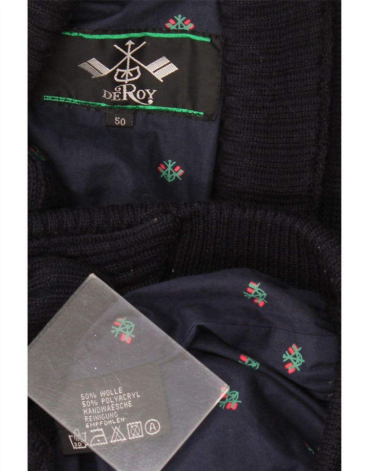 VINTAGE Mens Cardigan Sweater IT 50 Medium Navy Blue Wool