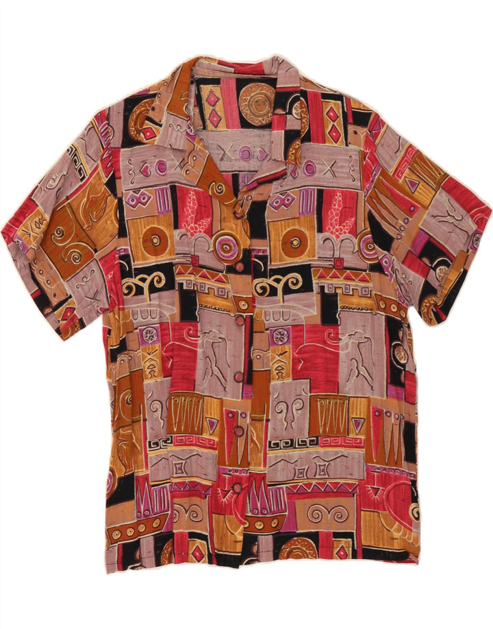 VINTAGE Womens Short Sleeve Shirt UK 16 Large Multicoloured Patchwork Vintage Vintage and Second-Hand Vintage from Messina Hembry 