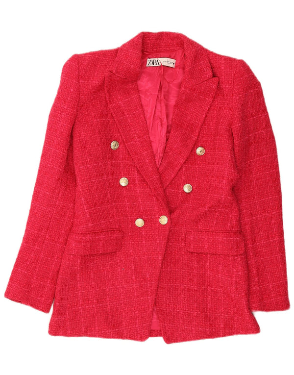 Jachetă Blazer pentru femei Zara, cu două piepturi, UK 6 XS, roz, carouri