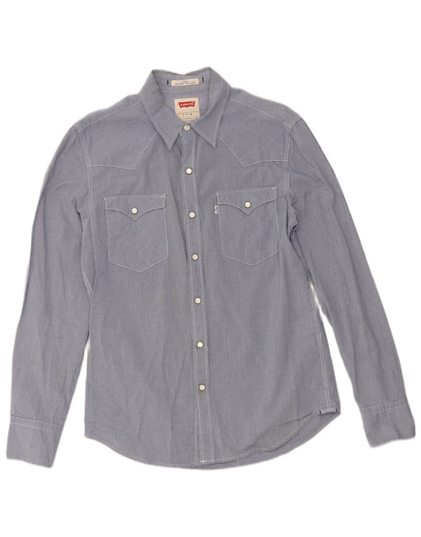Camisa masculina Slim Fit Levi's pequena azul marinho algodão guingão