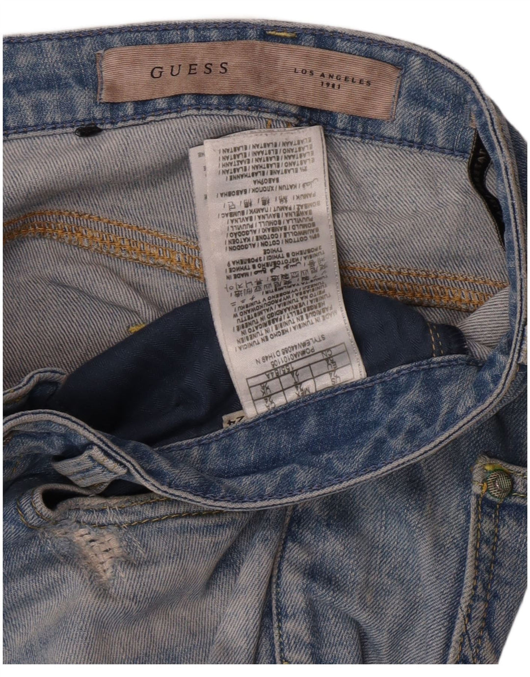 Guess Womens Distressed Slim Jeans W26 L24 Blue Cotton