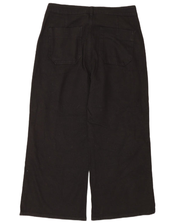 Zara Womens Crop High Rise Wide Leg Jeans EU 44 XL W34 L26 Sort