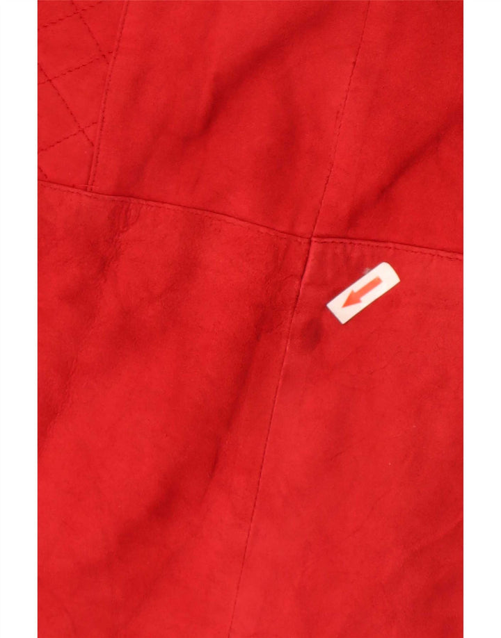Vintage Womens 1 Button Suede Blazer Jacket UK 12 Medium Red