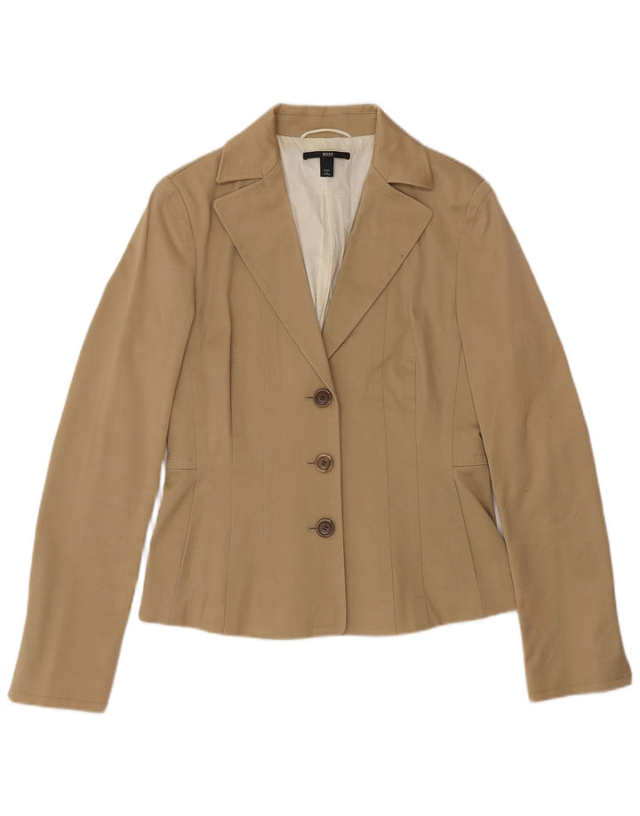 Hugo Boss Damen-Blazer mit 3 Knöpfen, Gr. 10, Größe S, beige, Baumwolle, klassisch
