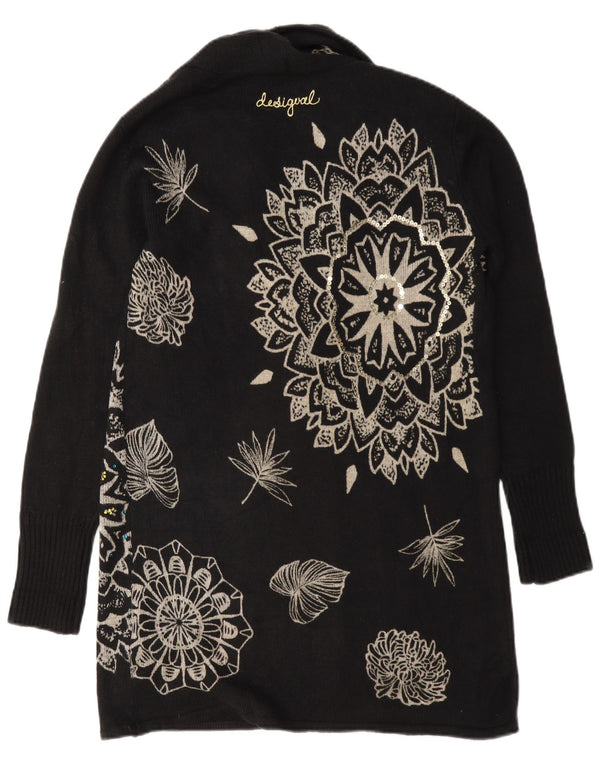 Desigual Cardigan long surdimensionné pour femme UK 6 XS Noir Floral