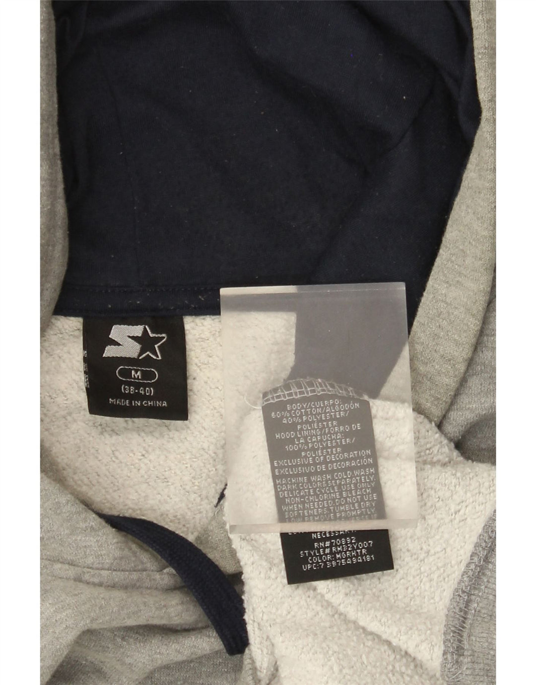 Maglione con cappuccio da uomo Starter in cotone grigio medio