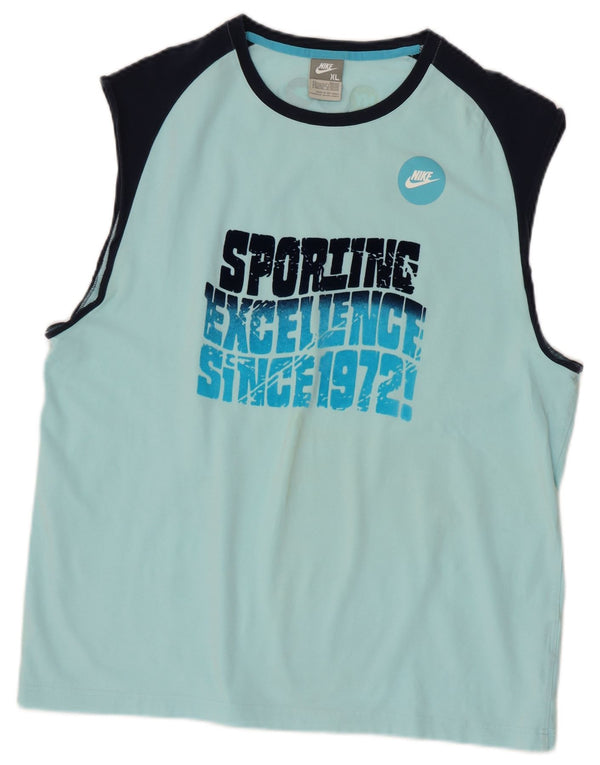 Canotta grafica da uomo Nike UK 45/47 XL Blu Colourblock in cotone
