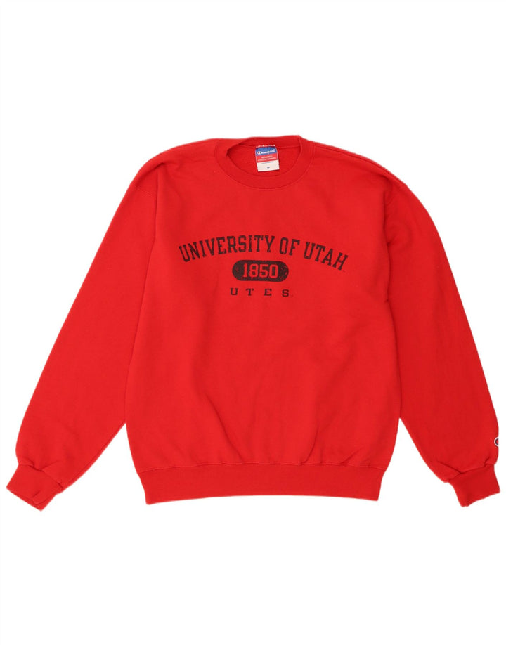 CHAMPION Mens Graphic Sweatshirt Jumper Medium Red Cotton